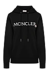 Moncler Hoodie for women black from cotton - brand logo. hood. Closure: drawstring. 100% cotton. Country of manufacture: Italy. Care: specialized cleaning - photo 1