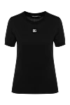 Dolce & Gabbana Women's black T-shirt made of cotton - brand logo. 100% cotton. Country of manufacture: Italy. Care: specialized cleaning - photo 1