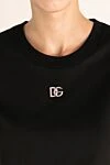 Dolce & Gabbana Women's black T-shirt made of cotton - brand logo. 100% cotton. Country of manufacture: Italy. Care: specialized cleaning - photo 5