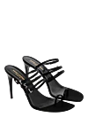 Saint Laurent Women's black sandals made of genuine leather - brand logo. 80% genuine leather, 10% viscose, 10% silk. Country of manufacture: Italy. Care: specialized cleaning - photo 3