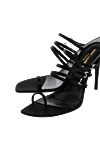 Saint Laurent Women's black sandals made of genuine leather - brand logo. 80% genuine leather, 10% viscose, 10% silk. Country of manufacture: Italy. Care: specialized cleaning - photo 5