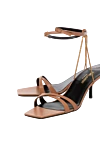 Saint Laurent Women's beige sandals made of genuine leather - ankle chain. 100% genuine leather. buckle. Country of manufacture: Italy. Care: specialized cleaning - photo 5