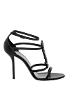 Saint Laurent Women's black leather sandals with logo - brand logo. 100% genuine leather. buckle. Country of manufacture: Italy. Care: specialized cleaning - photo 1