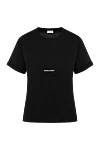 Saint Laurent Women's black cotton T-shirt - brand logo . 100% cotton. Country of manufacture: Italy. Care: specialized cleaning - photo 1