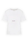 Saint Laurent Women's white cotton T-shirt with logo - brand logo. 100% cotton. Country of manufacture: Italy. Care: specialized cleaning - photo 1