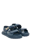 Dior Women's blue sandals made of genuine leather - brand logo. 100% genuine leather. Closure: Velcro. Country of manufacture: Italy. Care: specialized cleaning - photo 3