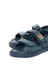 Dior Women's blue sandals made of genuine leather - brand logo. 100% genuine leather. Closure: Velcro. Country of manufacture: Italy. Care: specialized cleaning - photo 5