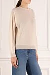 Peserico Women's beige cashmere and viscose jumper. - 97% cashmere, 3% viscose. one chest pocket. Country of manufacture: Italy. Care: specialized cleaning - photo 3