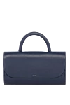 Salce197 Women's blue bag made of genuine leather - brand logo. 100% calfskin. Shoulder strap: 106-116cm. Closure: magnetic flap. Country of manufacture: Italy. Care: specialized cleaning - photo 1