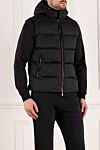 Moorer Men's black polyester vest - 100% cotton. hood. Closure: drawstring, zipper. two side pockets. Country of manufacture: Italy. Care: specialized cleaning - photo 3