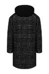 Moorer Men's black coat - Decor: check pattern. Composition: 55% wool, 13% alpaca, 13% mohair, 19% polyamide. Additionally: hood. Fastening: buttons, zipper, drawstring. Pockets: two side pockets,. Country of manufacture: Italy. Care: specialized cleaning - photo 7