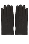 Moorer Brown men's gloves made of genuine leather - three stripes on the back. 100% genuine leather. Country of manufacture: Italy. Care: specialized cleaning - photo 1