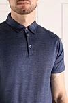 Moorer Men's blue cotton polo shirt - 100% cotton. Closure: buttons. Country of manufacture: Italy. Care: specialized cleaning - photo 5