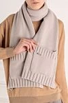 Women's gray cashmere scarf Moorer - pockets. 100% cashmere. Country of manufacture: Italy. Care: specialized cleaning - photo 2