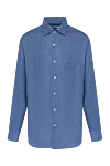 Loro Piana Men's blue linen shirt - 100% linen. Closure: buttons. chest pocket. Country of manufacture: Italy. Care: specialized cleaning - photo 1