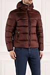 Moorer Men's burgundy polyamide down jacket - 100% polyamide. hood . Closure: zipper. two side pockets. Insulation: down. Country of manufacture: Italy. Care: specialized cleaning - photo 3