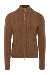 Moorer Brown cashmere cardigan for men - textured stripes. 100% cashmere. Closure: two-way zipper. Country of manufacture: Italy. Care: specialized cleaning - photo 1