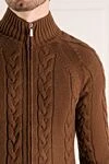 Moorer Brown cashmere cardigan for men - textured stripes. 100% cashmere. Closure: two-way zipper. Country of manufacture: Italy. Care: specialized cleaning - photo 5