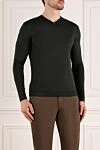 Moorer Men's green wool jumper - 100% wool. Country of manufacture: Italy. Care: specialized cleaning - photo 3