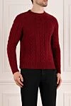 Moorer Men's red cashmere jumper - textured stripes. 100% cashmere. Country of manufacture: Italy. Care: specialized cleaning - photo 3