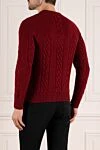 Men's red cashmere jumper Moorer - textured stripes. 100% cashmere. Country of manufacture: Italy. Care: specialized cleaning - photo 4