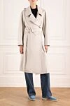 White women's trench coat made of polyester and polyurethane Moorer - 80% polyester, 20% polyurethane. Additional: hood. belt. two side pockets. Country of manufacture: Italy. Care: specialized cleaning - photo 2