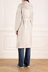 White women's trench coat made of polyester and polyurethane Moorer - 80% polyester, 20% polyurethane. Additional: hood. belt. two side pockets. Country of manufacture: Italy. Care: specialized cleaning - photo 4