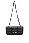 Celine Women's bag gray genuine leather with logo - brand logo. 100% genuine leather. Belt: chain. Country of manufacture: Italy. Care: specialized cleaning - photo 1