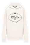 Prada Women's beige cotton hoodie - brand logo. 100% cotton. hood. Closure: drawstring. two side pockets. Country of manufacture: Italy. Care: specialized cleaning - photo 1