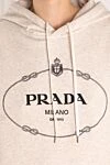 Prada Women's beige cotton hoodie - brand logo. 100% cotton. hood. Closure: drawstring. two side pockets. Country of manufacture: Italy. Care: specialized cleaning - photo 5