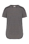 Brunello Cucinelli Women's blue T-shirt made of cotton - stripe pattern. 100% cotton. Country of manufacture: Italy. Care: specialized cleaning - photo 1