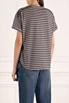 Women's blue T-shirt made of cotton Brunello Cucinelli - stripe pattern. 100% cotton. Country of manufacture: Italy. Care: specialized cleaning - photo 4