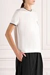 Brunello Cucinelli Футболка женская белая из хлопка - логотип, контрастная окантовка. 100% хлопок. Страна производитель: Италия. Уход: специализированная чистка - фото 3