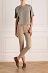 T-shirt for women beige made of cotton Brunello Cucinelli - logo. 100% cotton. Country of manufacture: Italy. Care: specialized cleaning - photo 2