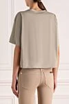 T-shirt for women beige made of cotton Brunello Cucinelli - logo. 100% cotton. Country of manufacture: Italy. Care: specialized cleaning - photo 4