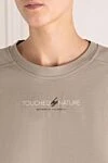 Brunello Cucinelli T-shirt for women beige made of cotton - logo. 100% cotton. Country of manufacture: Italy. Care: specialized cleaning - photo 5
