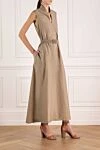 Brunello Cucinelli Платье женское бежевое из хлопка и полиамида - 75% хлопок, 25% полиамид. молния, пояс. Страна производитель: Италия. Уход: специализированная чистка - фото 3