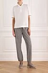Polo for women in white cotton Brunello Cucinelli - stripe on the collar. 100% cotton. Closure: buttons. Country of manufacture: Italy. Care: specialized cleaning - photo 2