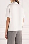 Polo for women in white cotton Brunello Cucinelli - stripe on the collar. 100% cotton. Closure: buttons. Country of manufacture: Italy. Care: specialized cleaning - photo 4