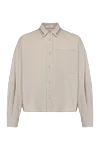 Brunello Cucinelli Blouse for women beige - collar edging. 72% cotton, 23% polyamide, 5% elastane. Closure: buttons. Pocket: Chest pocket. Country of manufacture: Italy. Care: specialized cleaning - photo 1