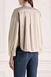 Blouse for women beige Brunello Cucinelli - collar edging. 72% cotton, 23% polyamide, 5% elastane. Closure: buttons. Pocket: Chest pocket. Country of manufacture: Italy. Care: specialized cleaning - photo 4