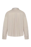 Blouse for women beige Brunello Cucinelli - collar edging. 72% cotton, 23% polyamide, 5% elastane. Closure: buttons. Pocket: Chest pocket. Country of manufacture: Italy. Care: specialized cleaning - photo 6