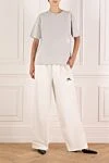 Women's white pants made of cotton and polyamide Balenciaga - brand logo. 52% cotton, 48% polyamide. Closure: drawstring. two side pockets. Country of manufacture: Italy. Care: specialized cleaning - photo 2