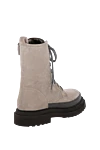Women's gray suede boots Brunello Cucinelli - brand logo, textured leather. 100% genuine leather. Closure: laces. Country of manufacture: Italy. Care: specialized cleaning - photo 4