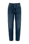 Brunello Cucinelli Women's blue jeans made of cotton - worn effect. 100% cotton. zipper, button. two side pockets, two back pockets. Country of manufacture: Italy. Care: specialized cleaning - photo 1