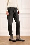 Brunello Cucinelli Women's gray jeans made of cotton - contrast stitching. 100% cotton. zipper, button. two side pockets, two back pockets. Country of manufacture: Italy. Care: specialized cleaning - photo 3
