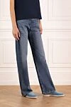 Brunello Cucinelli Джинсы женские синие из хлопка и эластана. - эффект потертости. 99% хлопок, 1% эластан. молния, пуговица. два боковых кармана, два задних кармана. Страна производитель: Италия. Уход: специализированная чистка - фото 3