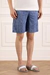 Isaia Men's blue long beach shorts - 100% polyester. Closure: drawstring. two side pockets, one back pocket. Country of manufacture: Italy. Care: specialized cleaning - photo 3