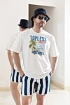 Isaia Men's beach shorts blue with stripes - stripe pattern. 100% polyester. Closure: drawstring. two side pockets, one back pocket. Country of manufacture: Italy. Care: specialized cleaning - photo 7