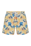 Isaia Men's yellow beach shorts with a pattern - fern branch pattern. 100% polyester. Closure: drawstring. two side pockets, one back pocket. Country of manufacture: Italy. Care: specialized cleaning - photo 1